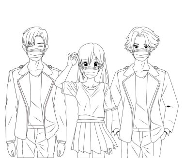 Gençler anime maske takıyor.