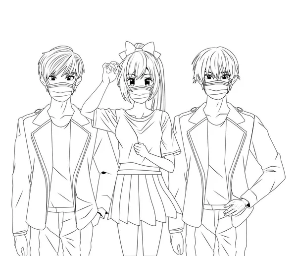 group of friends anime drawing