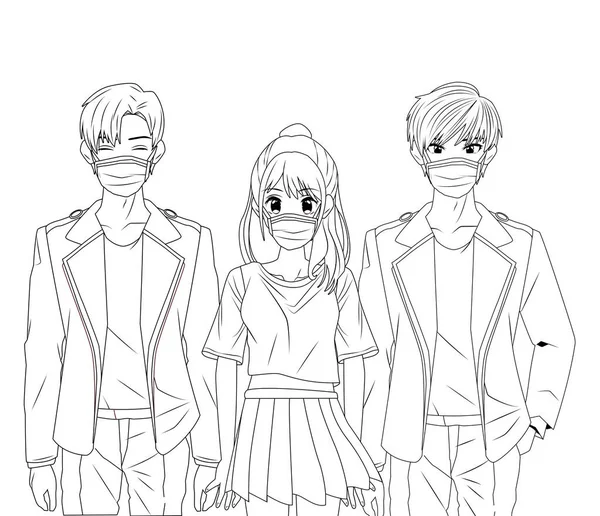 group of friends anime drawing