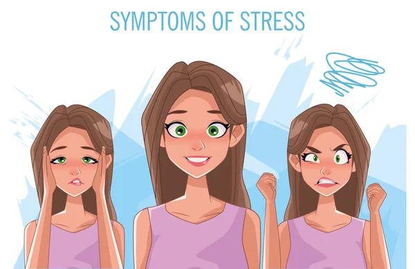 Stres belirtileri gösteren bir grup kadın. — Stok Vektör