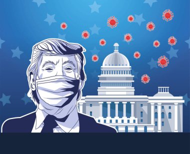 Covid 19 'dan Amerikan parlamentosuna ait yüz maskesi giyen Trump.