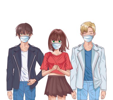 Gençler anime maske takıyor.