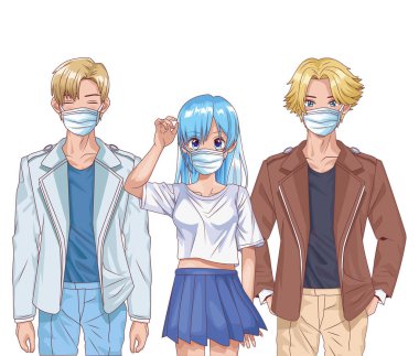 Gençler anime maske takıyor.