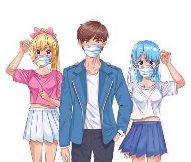 Gençler anime maske takıyor.
