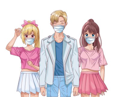Gençler anime maske takıyor.