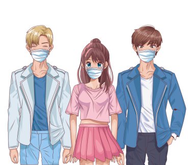 Gençler anime maske takıyor.