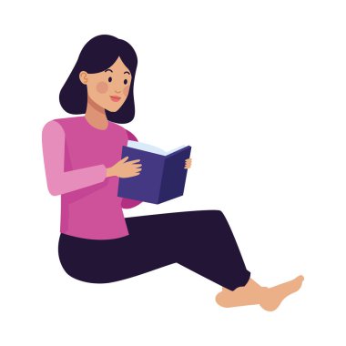 Kitap karakteri okuyan genç bir kadın