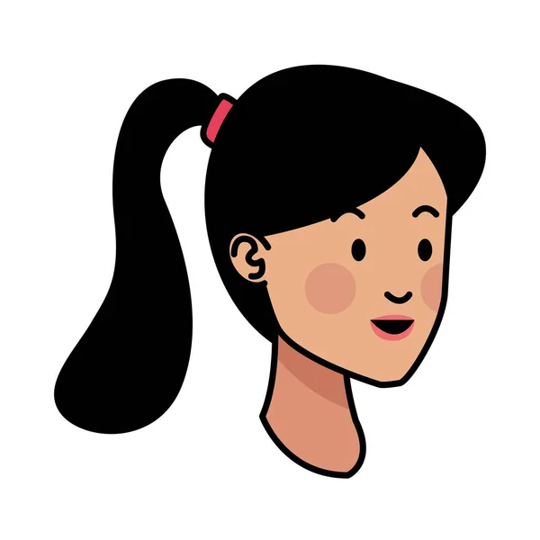 Junge Frau Kopf Avatar Charakter — Stockvektor