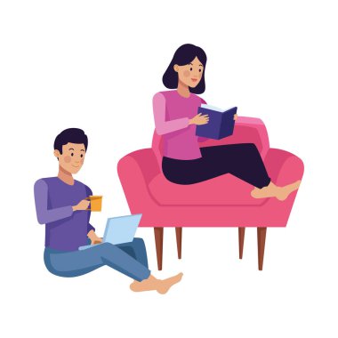 çift dizüstü bilgisayar kullanıyor ve kitap okuyor