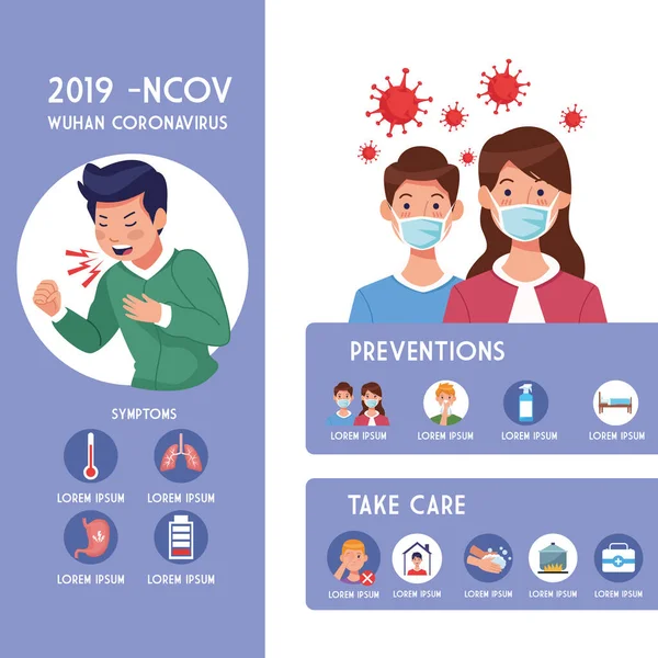 Covid19 Pandemie-Flyer mit Infografiken — Stockvektor