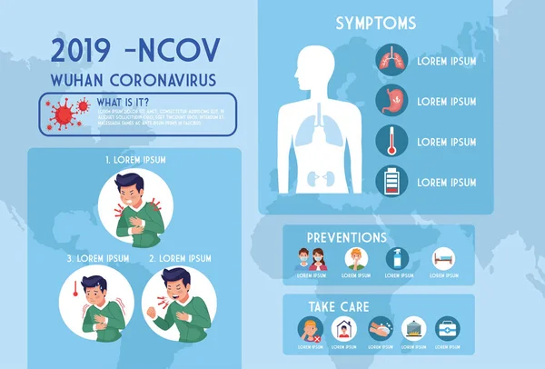 Covid19 ulotka pandemiczna z infografiką — Wektor stockowy