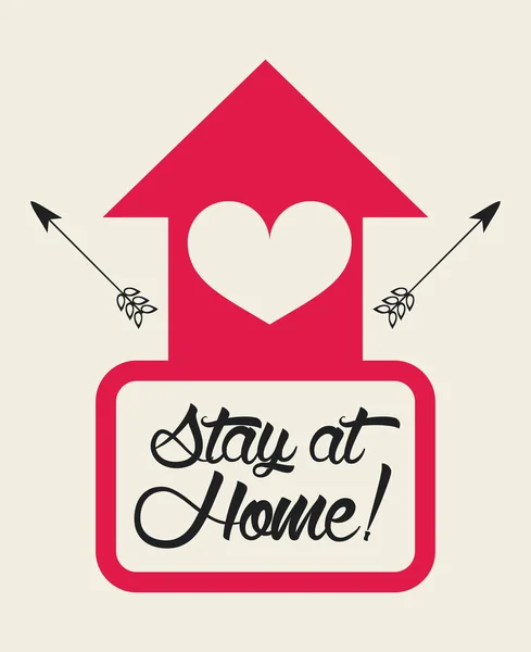 Blijf thuis poster campagne met huis en pijl — Stockvector