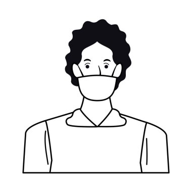 Adam covid19 karakteri için yüz maskesi kullanıyor