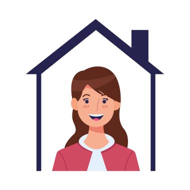 Evin içinde güzel genç bir kadın var.