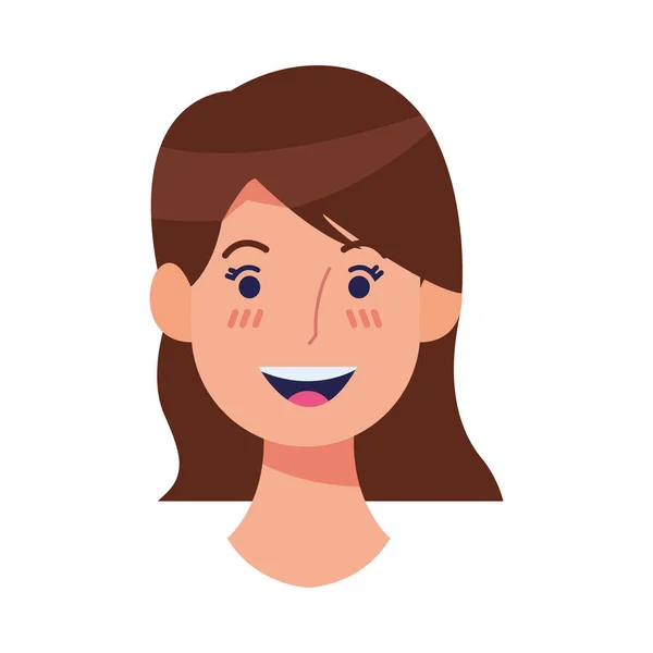 Hermosa mujer joven cabeza avatar carácter — Vector de stock