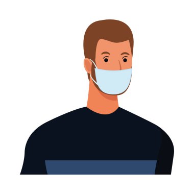 Adam covid19 karakteri için yüz maskesi kullanıyor