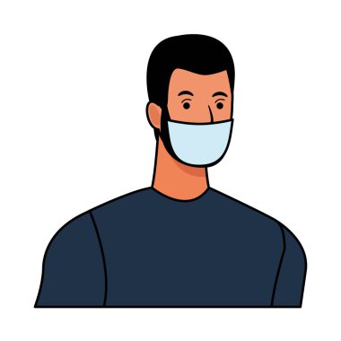 Adam covid19 karakteri için yüz maskesi kullanıyor