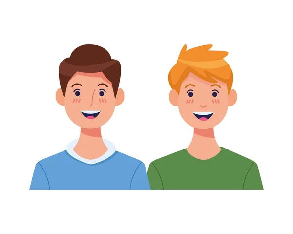 Young men avatars characters icons — Stock Vector