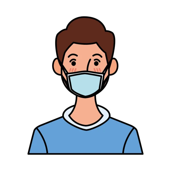 Man using face mask character — Stock Vector