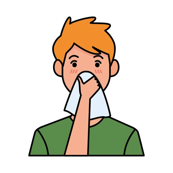 一个有流鼻涕症状的人 — 图库矢量图片