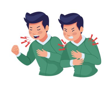 men sick with cough and chest pain covid19 symptom clipart