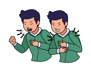 men sick with cough and chest pain covid19 symptom clipart