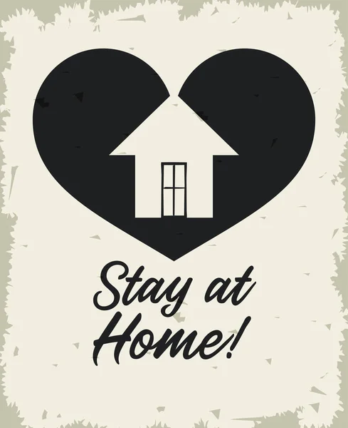 Blijf thuis poster campagne met huis en hart — Stockvector