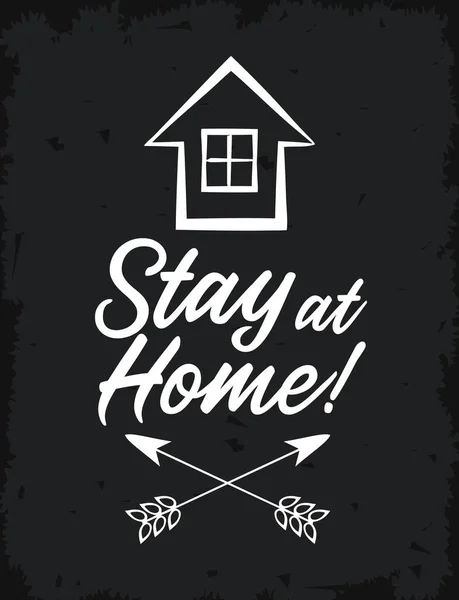 Pobyt doma plakát kampaň s domem a šipkami — Stockový vektor