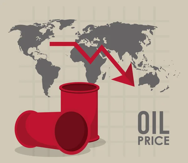 Infographie des prix du pétrole avec barils et planète Terre — Image vectorielle