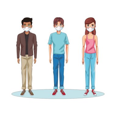 Yüz maskesi kullanan insanlar