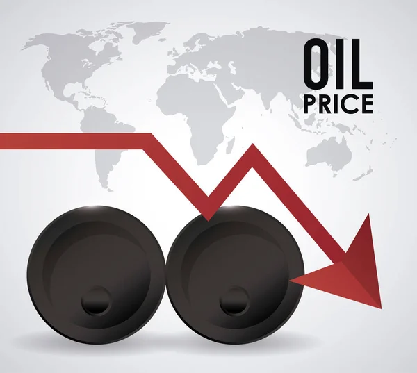 Infographie des prix du pétrole avec barils et planète Terre — Image vectorielle