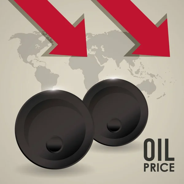 Ölpreis-Infografik mit Fässern und Erde — Stockvektor