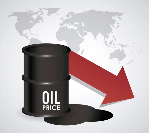 Infographie des prix du pétrole avec baril et planète Terre — Image vectorielle