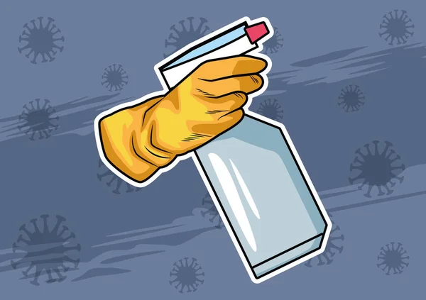 Utiliser la méthode de prévention des flacons de désinfectant covid19 — Image vectorielle