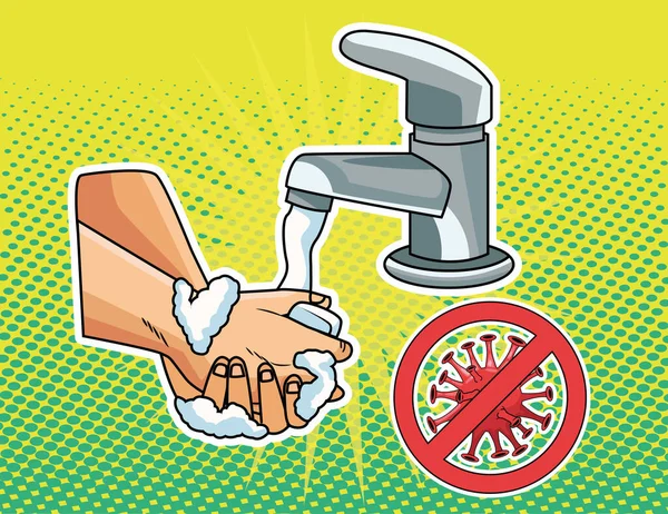 Hands washing prevention method covid19 pandemic — Stock Vector