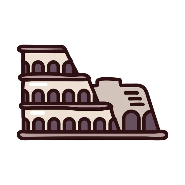 Icono de estilo de relleno de coliseo romano — Vector de stock