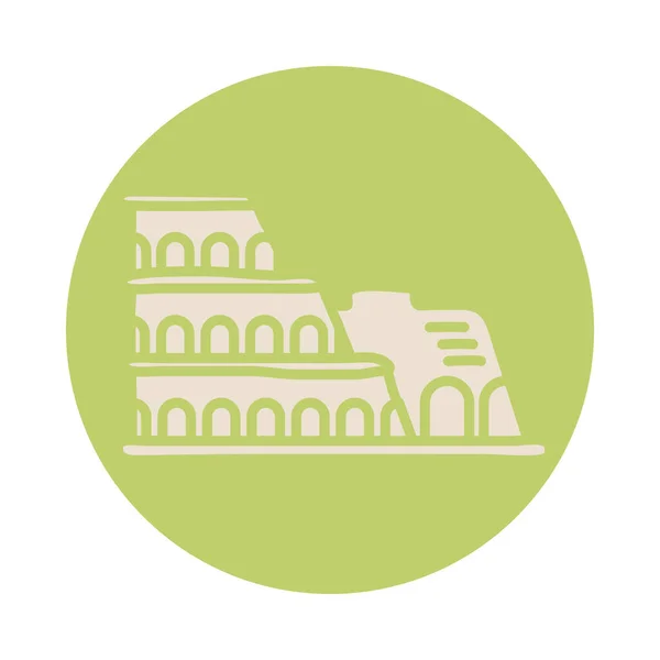 Colisée romaine icône de style bloc — Image vectorielle