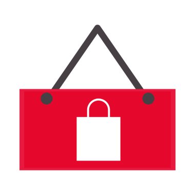 Etikette alışveriş çantası pazarı asılı