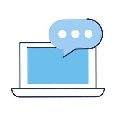 Konuşma baloncuğu olan taşınabilir dizüstü cihaz