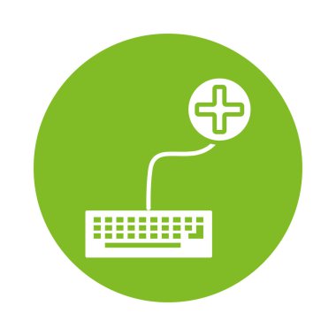 Tıbbi sembollü klavye sağlık çevrimiçi siluet gradyan biçimi