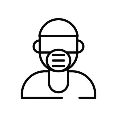 Yüz maskesi tarzı simge kullanan adam