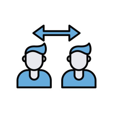 İnsanlar uzaklık sosyal çizgisini siluetler ve biçim simgesini doldurur