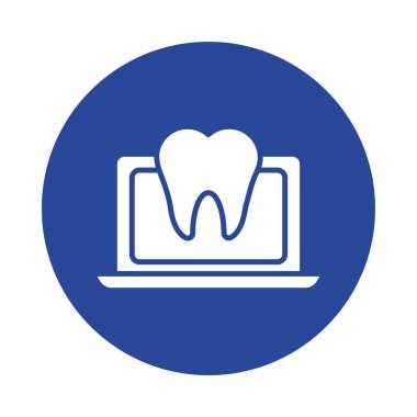 Dişleri sağlam bir dizüstü bilgisayar çevrimiçi siluet gradyan tarzı