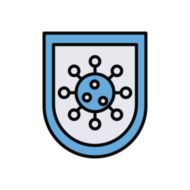 covid19 virüs parçacığı kalkan çizgisinde ve doldurma biçiminde