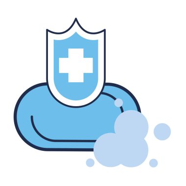 Sabunda tıbbi haç olan kalkan.