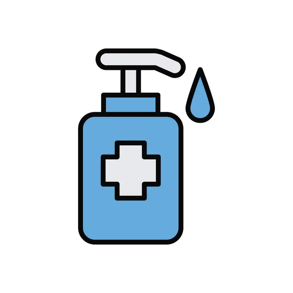 Línea de botella de jabón antibacteriano e icono de relleno — Vector de stock