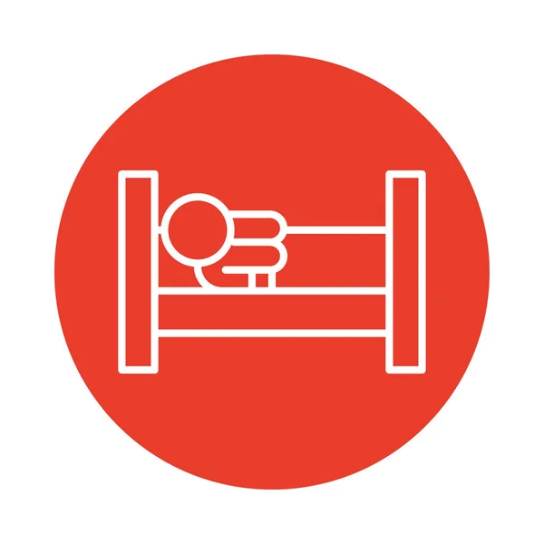 Persona con acostado en la cama covid19 icono de estilo de línea de síntomas — Archivo Imágenes Vectoriales