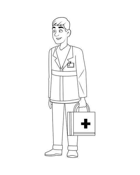 โรงพยาบาลมืออาชีพที่มีตัวละครชุดการแพทย์ — ภาพเวกเตอร์สต็อก