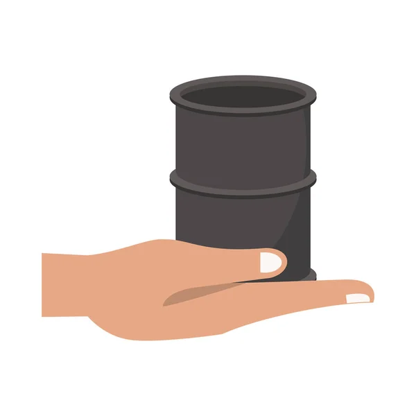 Mão de elevação de óleo tambor ícone tanque isolado — Vetor de Stock