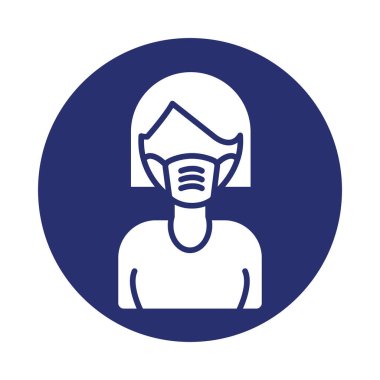 Yüz maskesi doldurma biçimi simgesi kullanan kadın